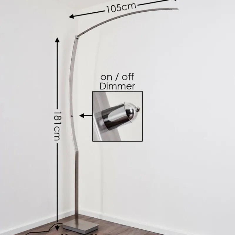 hofstein Lampadaire Santa Marta LED Nickel mat, 1 lumière* Lampadaires Et Lampes Sur Pied