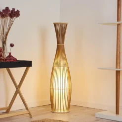 Lampes En Tissu-hofstein Lampadaire Saranda Brun, 1 lumière