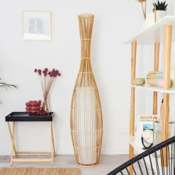 Lampes En Tissu-hofstein Lampadaire Saranda Brun, 1 lumière