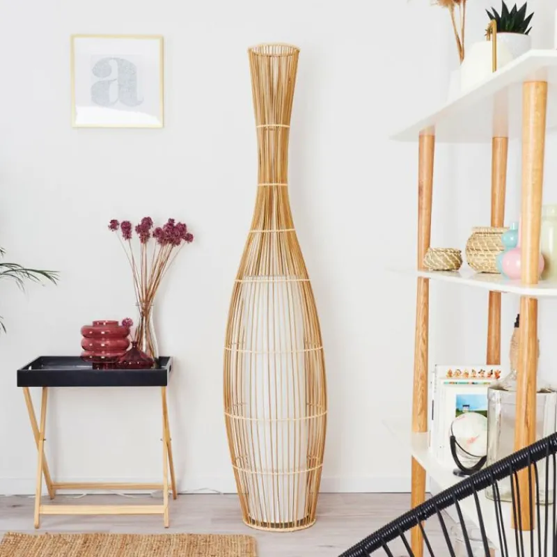 Lampes En Tissu-hofstein Lampadaire Saranda Brun, 1 lumière