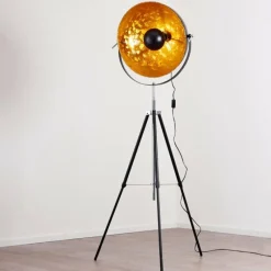 Lampes Dorées-hofstein Lampadaire Saturn Chrome, Noir, 1 lumière