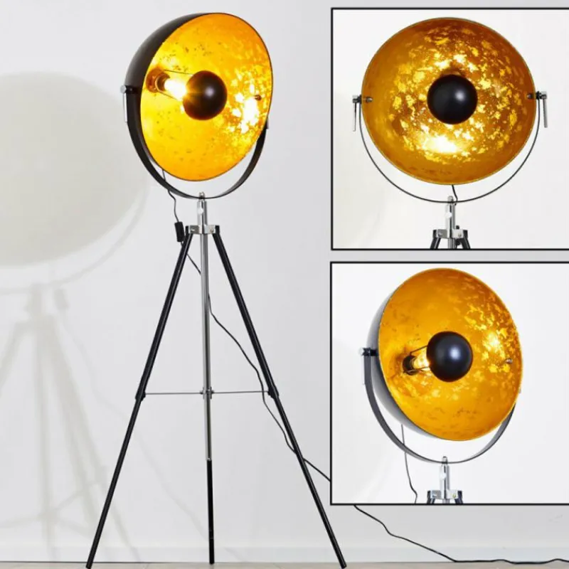 Lampes Dorées-hofstein Lampadaire Saturn Chrome, Noir, 1 lumière