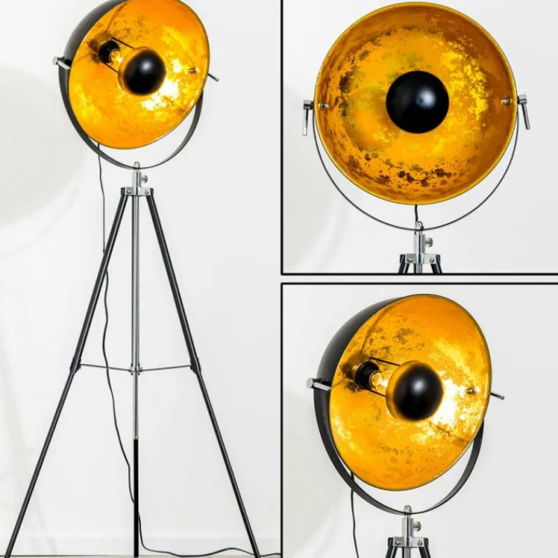 Lampes Dorées-hofstein Lampadaire Saturn Chrome, Noir, 1 lumière