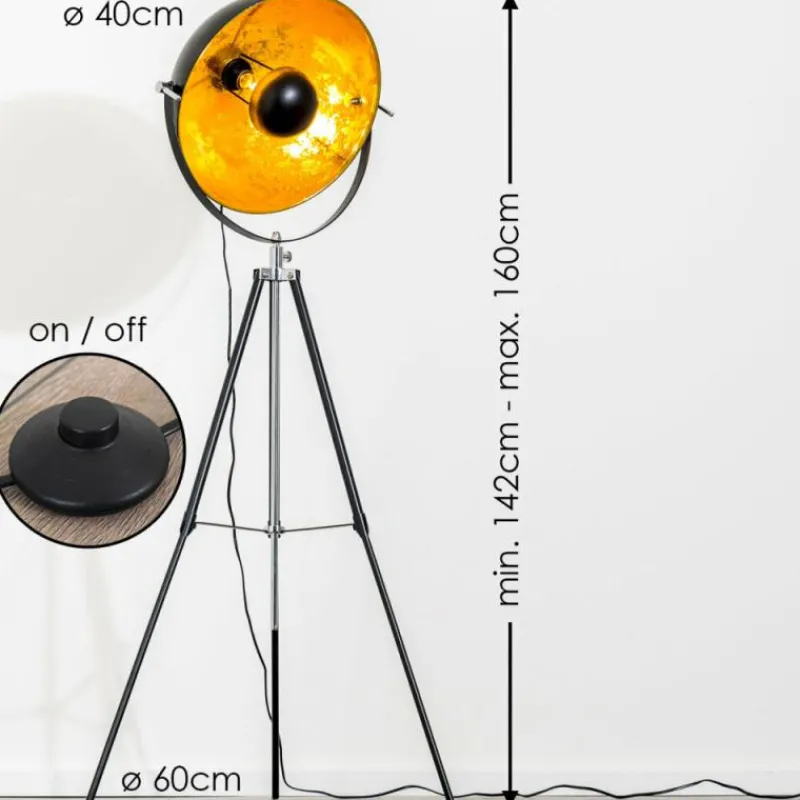 Lampes Dorées-hofstein Lampadaire Saturn Chrome, Noir, 1 lumière