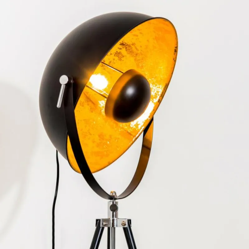 Lampes Dorées-hofstein Lampadaire Saturn Chrome, Noir, 1 lumière