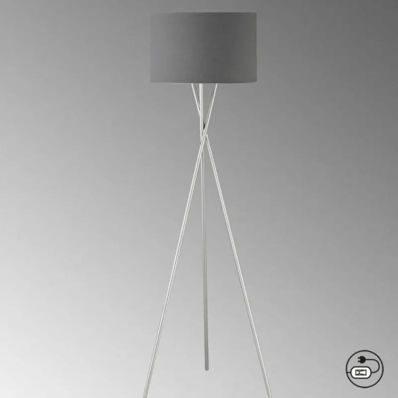 Lampes En Tissu-SCHÖNER WOHNEN-Kollektion Lampadaire SCHÖNER-WOHNEN-Kollektion Pina Nickel mat, 3 lumières