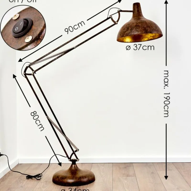 hofstein Lampadaire Sharif Rouille, 1 lumière* Lampadaires Et Lampes Sur Pied