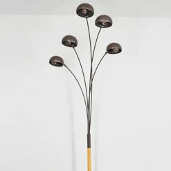 hofstein Lampadaire Siamado Bois foncé, Nickel mat, 5 lumières