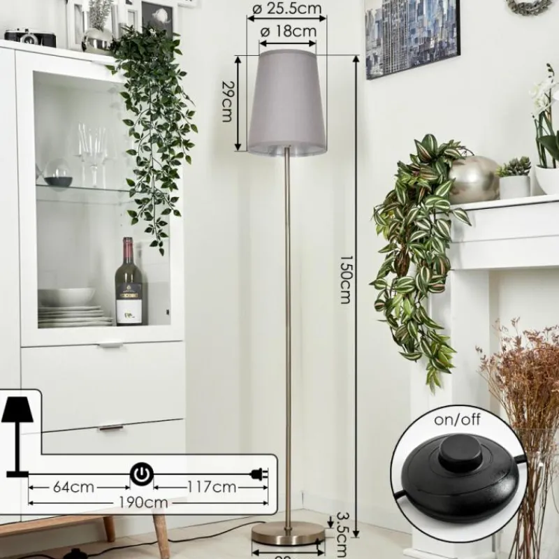 Lampes En Tissu-hofstein Lampadaire Snar Nickel mat, 1 lumière