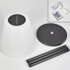 hofstein Lampadaire solaire d'extérieur Fisao LED Noir, 41 lumières, Télécommandes