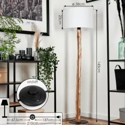 Lampes En Tissu-hofstein Lampadaire Soungou Écru, Noir, 1 lumière