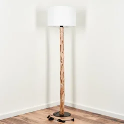 Lampes En Tissu-hofstein Lampadaire Soungou Écru, Noir, 1 lumière