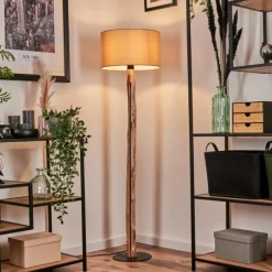 Lampes En Tissu-hofstein Lampadaire Soungou Écru, Noir, 1 lumière