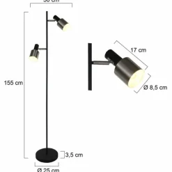 Luminaires Steinhauer Lampadaire Steinhauer Fjorgard Noir, 2 lumières* Lampadaires Et Lampes Sur Pied