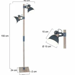 Lampes Industrielles-Luminaires Steinhauer Lampadaire Steinhauer Gearwood Gris, Bois clair, 2 lumières