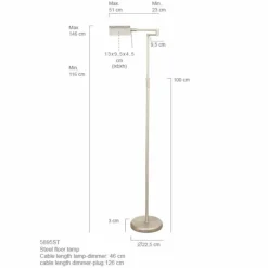 Luminaires Steinhauer Lampadaire Steinhauer Mexlite LED Acier inoxydable, 1 lumière* Lampadaires Et Lampes Sur Pied