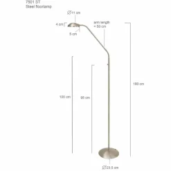 Luminaires Steinhauer Lampadaire Steinhauer Mexlite LED Acier inoxydable, 1 lumière* Éclairage Led