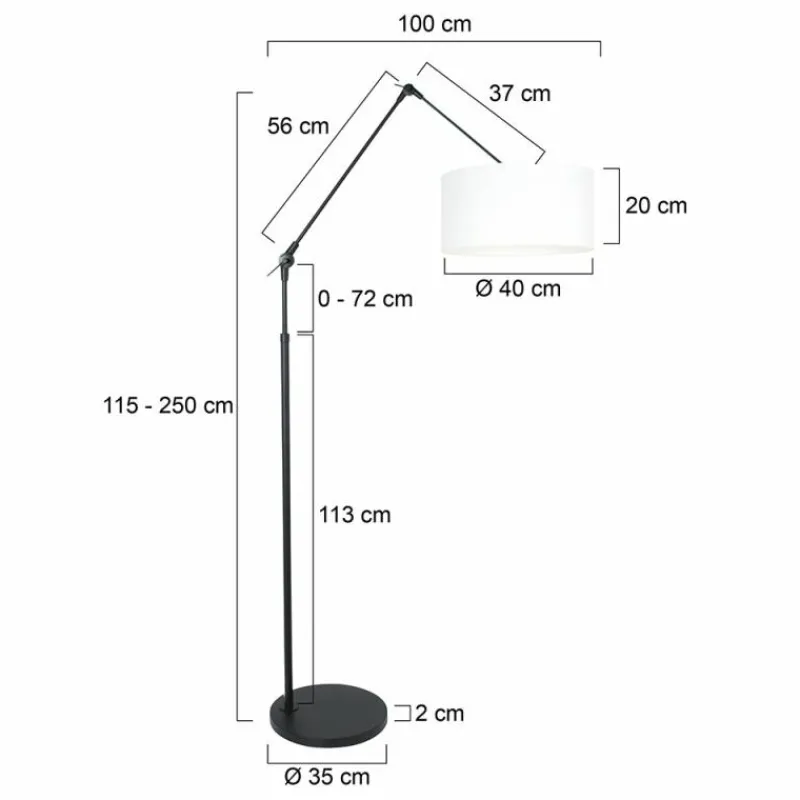 Lampes En Tissu-Luminaires Steinhauer Lampadaire Steinhauer Prestige Chic Noir, 1 lumière