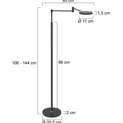 Luminaires Steinhauer Lampadaire Steinhauer Soleil LED Noir, 1 lumière* Éclairage Led