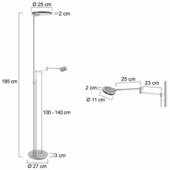 Luminaires Steinhauer Lampadaire Steinhauer Turound LED Acier brossé, 2 lumières* Lampadaires Et Lampes Sur Pied