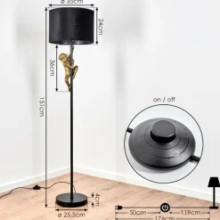 Lampes En Tissu-hofstein Lampadaire Suardi Or, Noir, 1 lumière