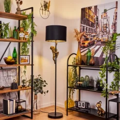 Lampes En Tissu-hofstein Lampadaire Suardi Or, Noir, 1 lumière