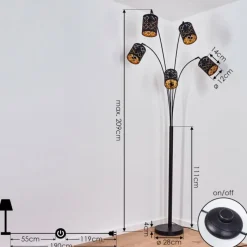 Lampes En Tissu-hofstein Lampadaire Tallaboa Noir, 5 lumières