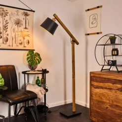 Lampes Dorées-hofstein Lampadaire Tatodere Bois foncé, Noir, 1 lumière