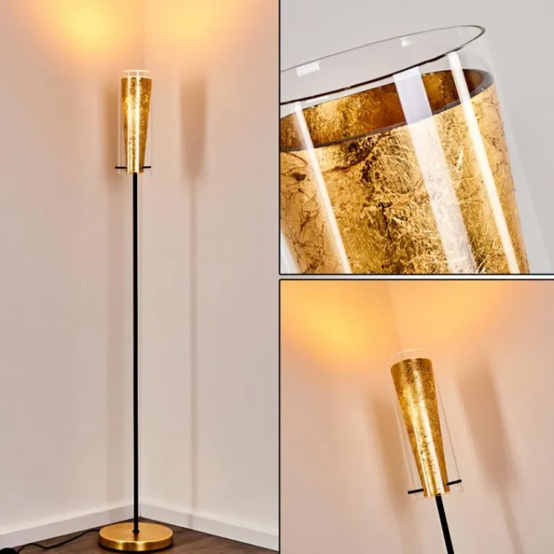 Lampes Dorées-hofstein Lampadaire Tegna Noir doré, 1 lumière