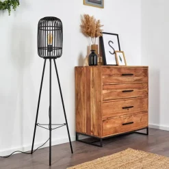 Lampes Vintages & Rétros-hofstein Lampadaire Teheran Noir, 1 lumière