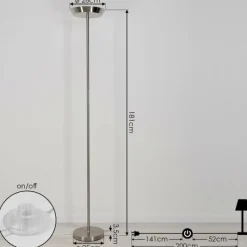 hofstein Lampadaire Theron LED Nickel mat, 1 lumière, Télécommandes