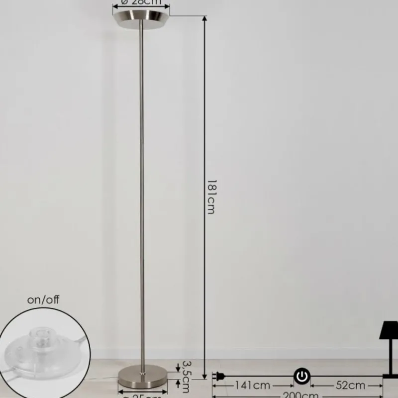 hofstein Lampadaire Theron LED Nickel mat, 1 lumière, Télécommandes