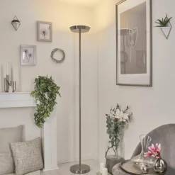 hofstein Lampadaire Theron LED Nickel mat, 1 lumière, Télécommandes