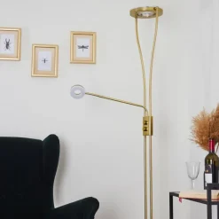 hofstein Lampadaire Tierz LED Laiton, 2 lumières