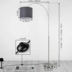 Lampes En Tissu-hofstein Lampadaire Tise Nickel mat, 1 lumière