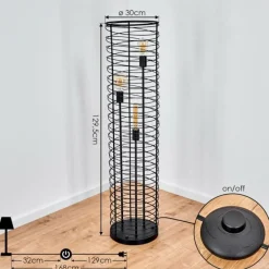 Lampes Industrielles-hofstein Lampadaire Tobuna Noir, 3 lumières