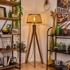 Luminaires Scandinaves-hofstein Lampadaire Tomaca Laiton, Écru, 1 lumière