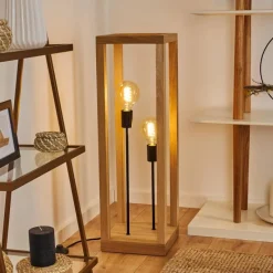 Style Boho-Chic-hofstein Lampadaire Torreglia Brun, Noir, 2 lumières