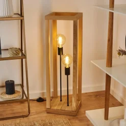 Style Boho-Chic-hofstein Lampadaire Torreglia Brun, Noir, 2 lumières