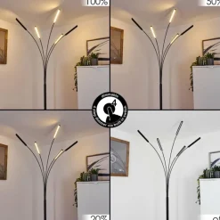 hofstein Lampadaire Totara LED Noir, 5 lumières