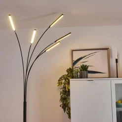 hofstein Lampadaire Totara LED Noir, 5 lumières