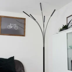 hofstein Lampadaire Totara LED Noir, 5 lumières