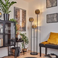 Suspension Verre Fumé-hofstein Lampadaire Traak Noir, 3 lumières