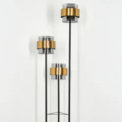 Suspension Verre Fumé-hofstein Lampadaire Traak Noir, 3 lumières