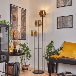 Suspension Verre Fumé-hofstein Lampadaire Traak Noir, 3 lumières