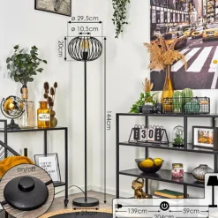 Lampes Vintages & Rétros-hofstein Lampadaire Trapichera Noir, 1 lumière