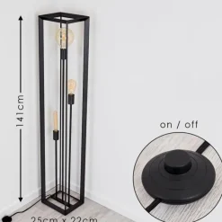 Lampes Vintages & Rétros-hofstein Lampadaire Traryd Noir, 3 lumières