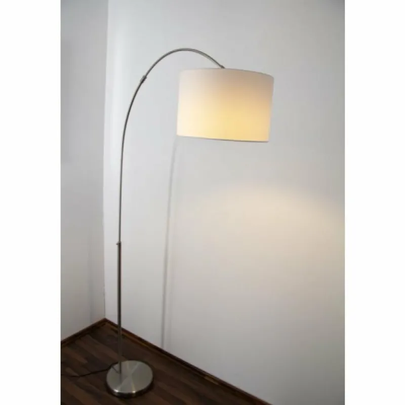 Lampes En Tissu-Luminaires Trio Lampadaire Trio 4611 Acier inoxydable, Nickel mat, 1 lumière