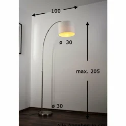 Lampes En Tissu-Luminaires Trio Lampadaire Trio 4611 Acier inoxydable, Nickel mat, 1 lumière