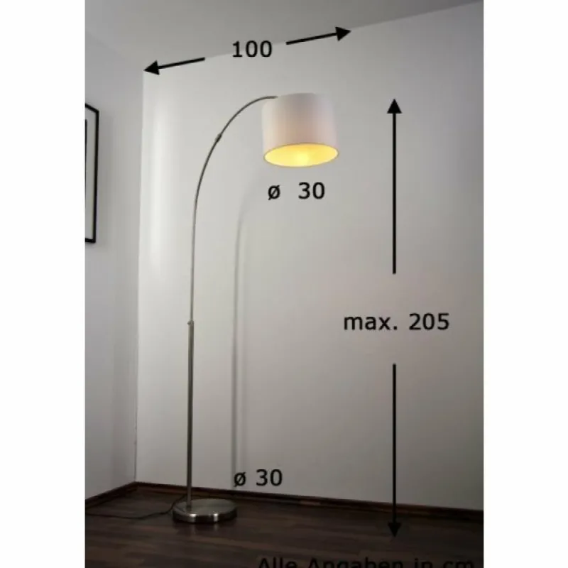 Lampes En Tissu-Luminaires Trio Lampadaire Trio 4611 Acier inoxydable, Nickel mat, 1 lumière